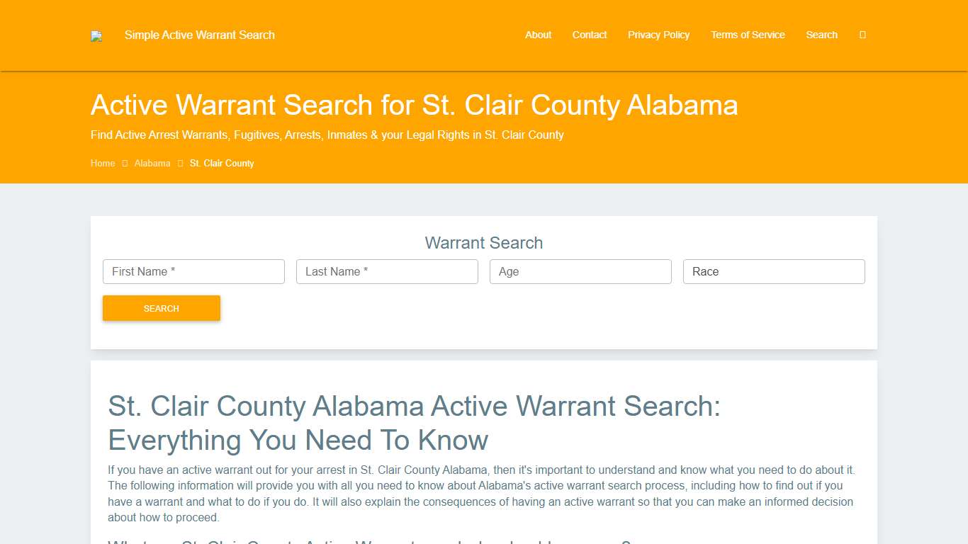 Active Warrant Search in St. Clair County Alabama - Outstanding Warrants